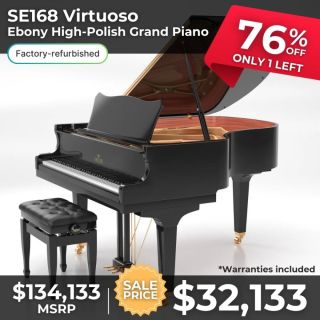 Seiler SE168 Virtuoso Ebony High-Polish Grand Piano 76% Off