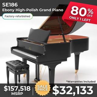 Seiler SE186 Ebony High-Polish Grand Piano 80% Off