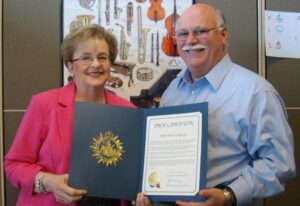 Ross and Sylvia Miller with the proclamation stamped by the Metropolitan Government of Nashville