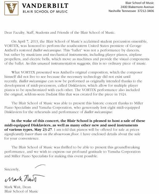 Letter from the Dean of Vanderbilt about the Sale on Campus