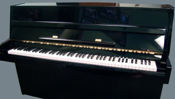 polished ebony Hyundai upright piano