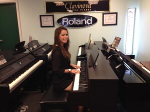 Customer Erin and her new Yamaha Clavinova Piano