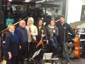 Sylvia and Ross Miller with the Harbingers Quartet