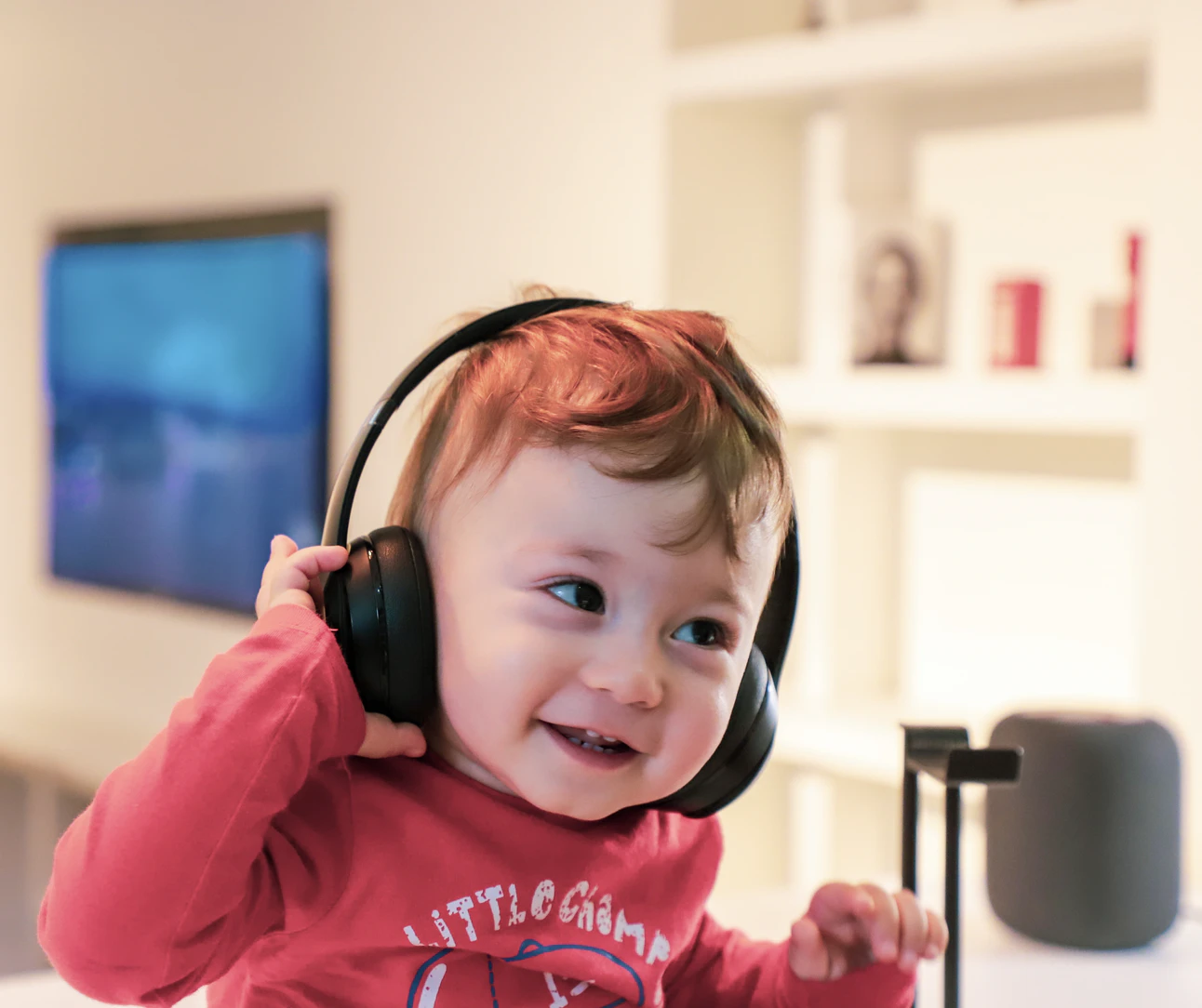 Happy child with headphones