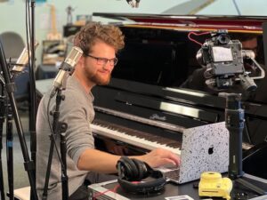 MTSU Student taking piano samples on our beautiful Ritmuller Piano!