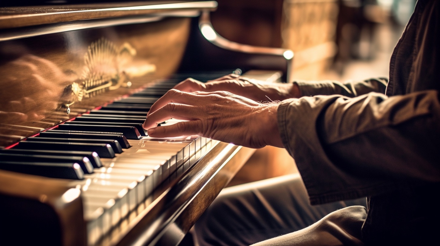 Adult Piano Learner Hands on Piano