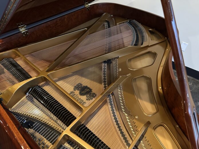 Piano Soundboard and Bubinga Inner Rim view on 6' Falcone Grand