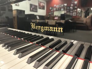 Bergmann Logo on Piano Fallboard