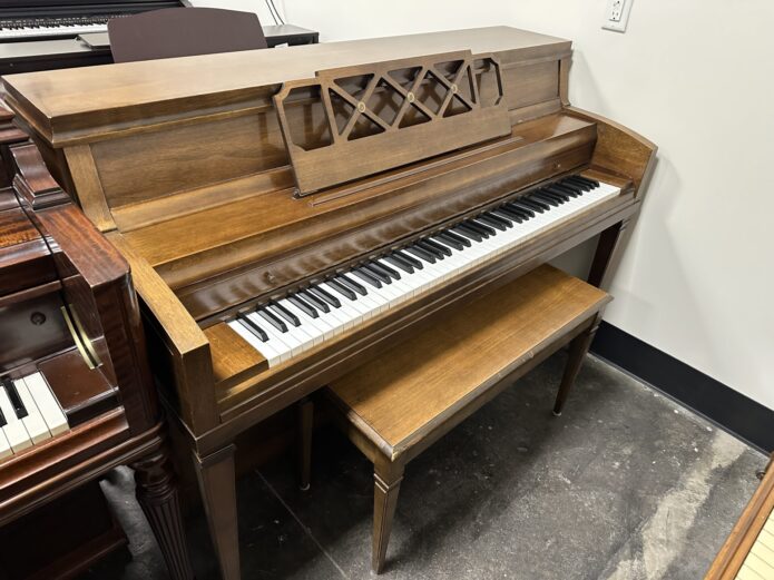 Used Cable Nelson upright piano in American walnut finish with matching bench