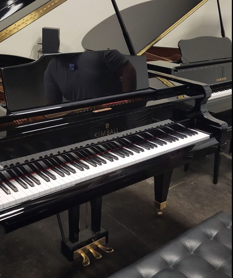 Kimball grand piano in showroom